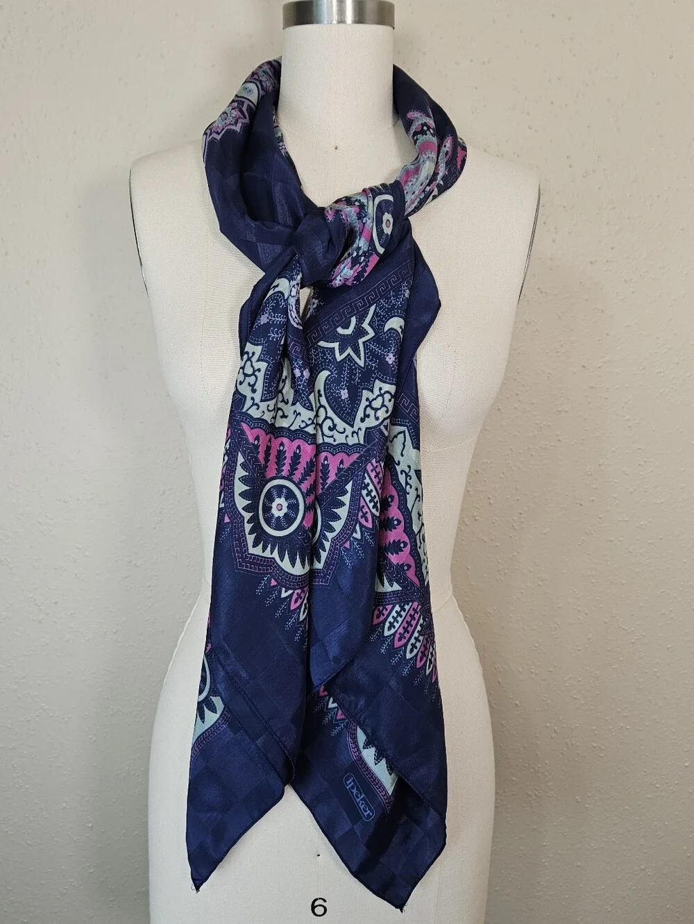 Ipeker Navy Paisley Square Scarf 45